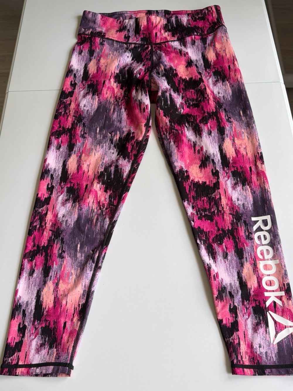 Reebok Girls Pink Purple Multi-Print Active Leggings